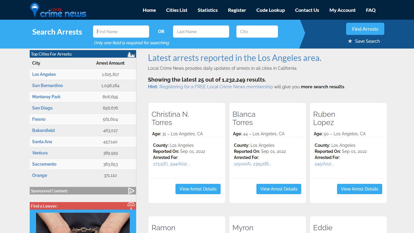 Los Angeles California Arrest Records | Local Crime News